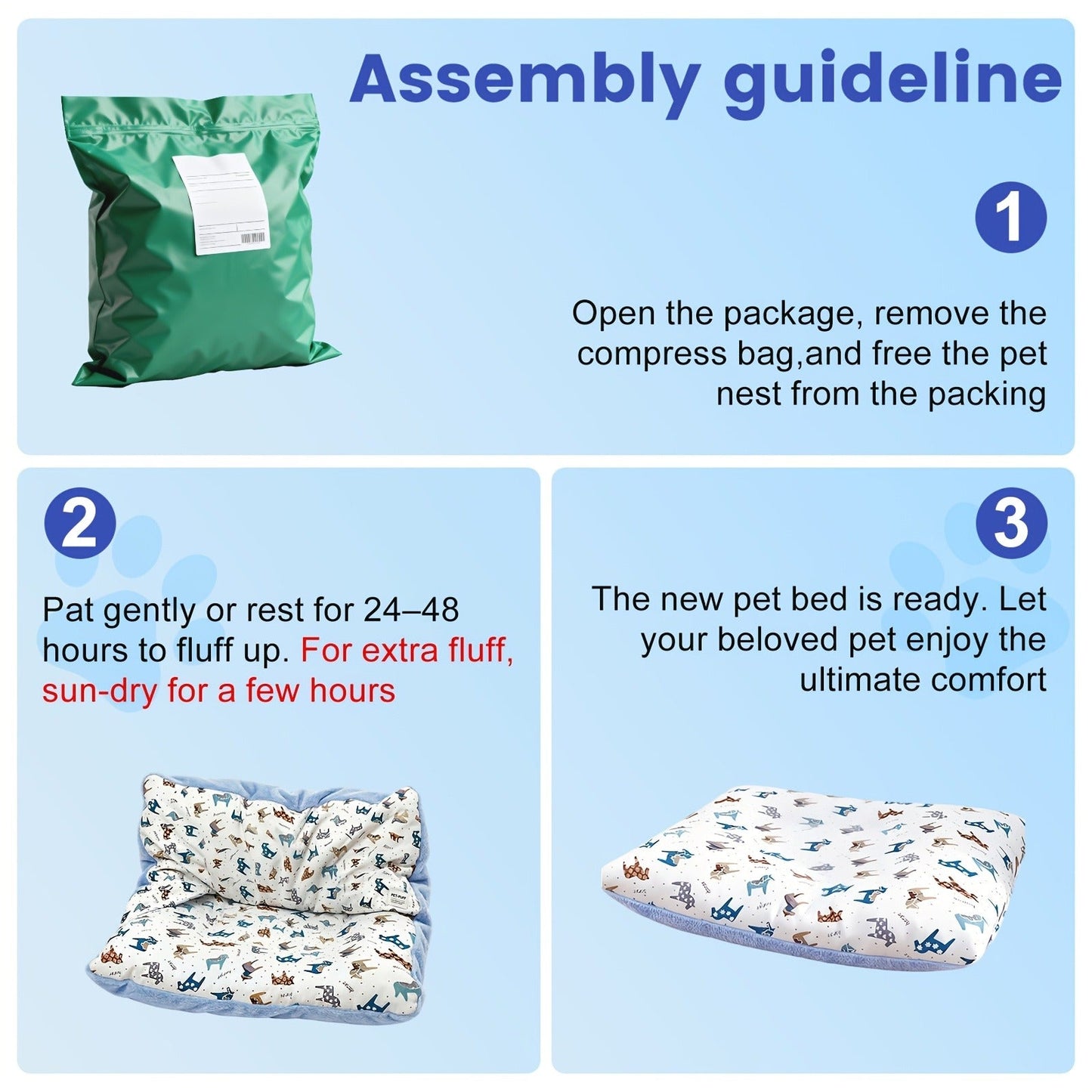 Breathable Washable Dog Bed Mattress – All-Season Pet Mat with Removable Cover & Non-Slip Bottom for Small, Medium & Large Dogs | Cute Animal Patterns