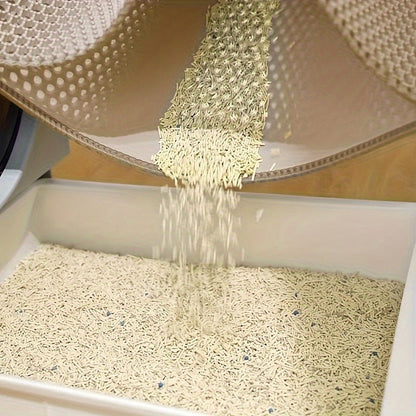 Cat Litter Mat Honeycomb Double Layer - Waterproof Urine-Proof Washable Litter Trapping Mat, Reduces Scatter & Easy to Clean, 2 Sizes & 3 Colors for Indoor Cats