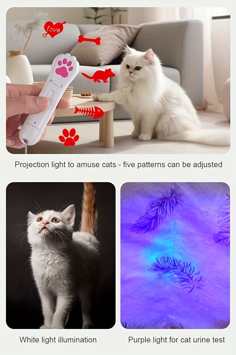 Cat Teaser Toy 7-in-1 USB Rechargeable - Interactive Wand Toy for Indoor Cats & Dogs, Feather Chaser Exercise Toy with Free Bonus Mouse Toy, Stimulating Chase & Play Gift for Pets
