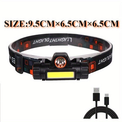 Rechargeable Headlamp 4 Pack, COB LED Head Lamp with Magnetic Base, USB Rechargeable Super Bright Headlight, Hands-Free Work Light for Camping Hiking Fishing Running Cycling, Hard Hat Clip Included