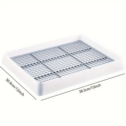 Rabbit Litter Box Large Corner Pet Toilet with Odor Control | Sturdy Easy-Clean Plastic Urine Tray for Rabbits Guinea Pigs & Small Animals | Indoor Cage Accessory | Grey White Small Animal Potty Trainer