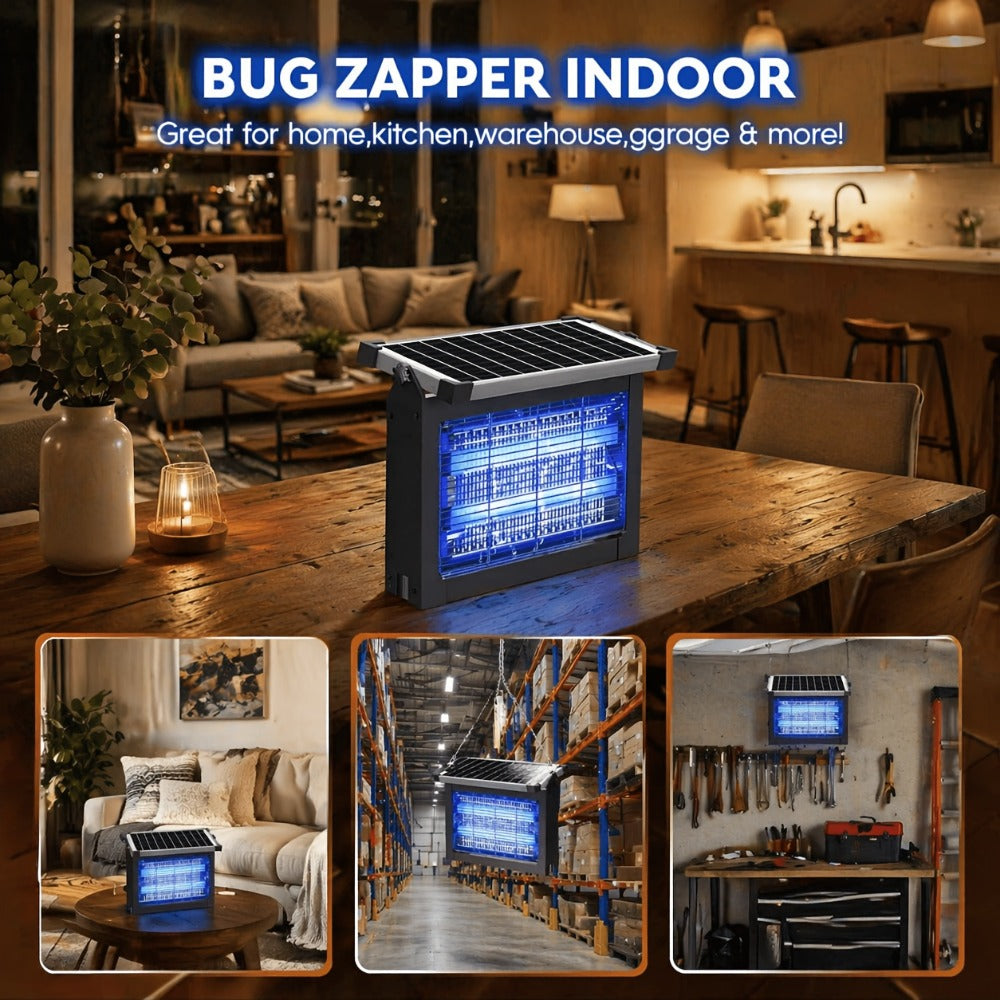Solar Bug Zapper Outdoor 4200V – Solar Powered Mosquito Killer with Auto/Manual Dual Mode, 2100 Sq.Ft Coverage, 12H Runtime, 3-Way Charging, 10FT Cord, Safe for Family & Pets, for Patio, Garden & Camping