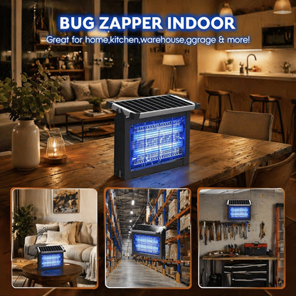 Solar Bug Zapper Outdoor 4200V – Solar Powered Mosquito Killer with Auto/Manual Dual Mode, 2100 Sq.Ft Coverage, 12H Runtime, 3-Way Charging, 10FT Cord, Safe for Family & Pets, for Patio, Garden & Camping