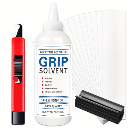 Golf Grip Regripping Kit 4 Sets with Hook Blades Grip Tape Strips Grip Solvent 8oz Rubber Vise Clamp Complete Golf Club Grip Installation Replacement Tool Set for All Club Types