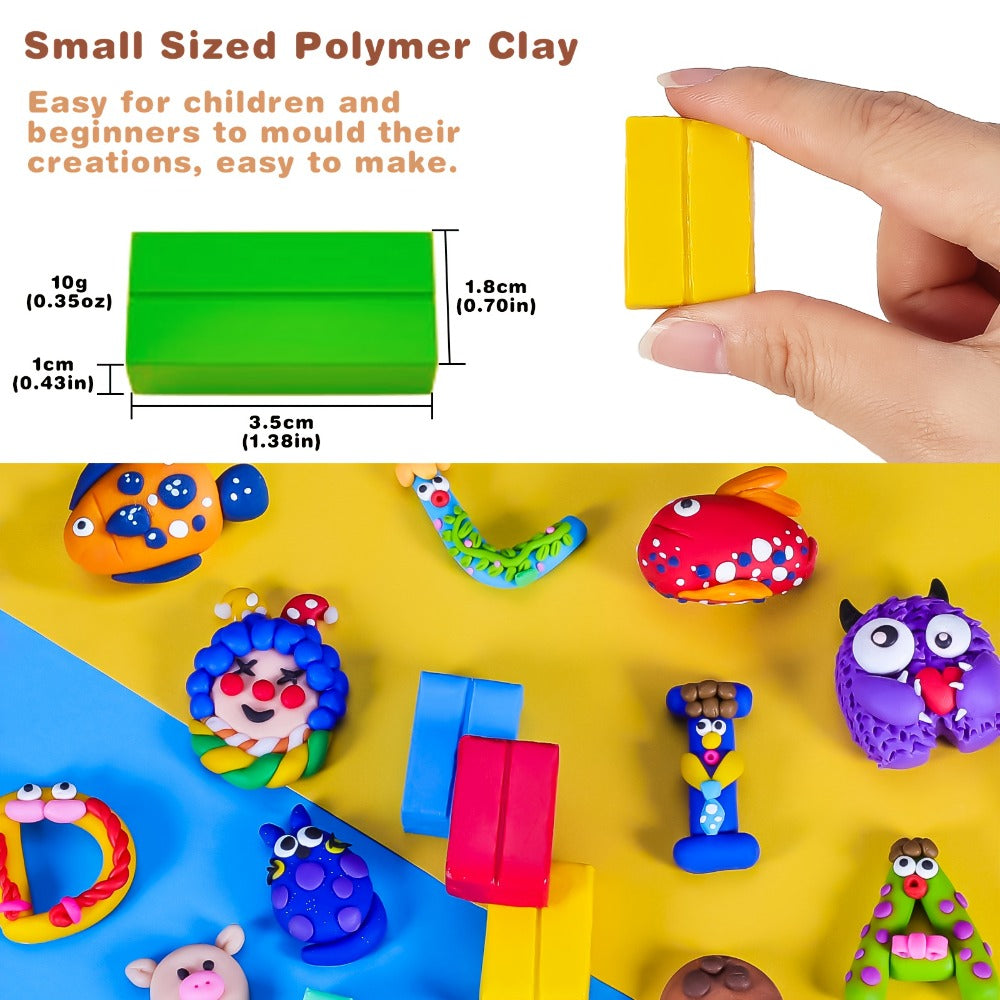 Polymer Clay Kit 50 or 100 Vibrant Colors – Oven Bake Modeling Clay with Sculpting Tools, Non-Toxic DIY Craft Set for Jewelry Making Miniatures Charms, Gift for Kids Teens Adults