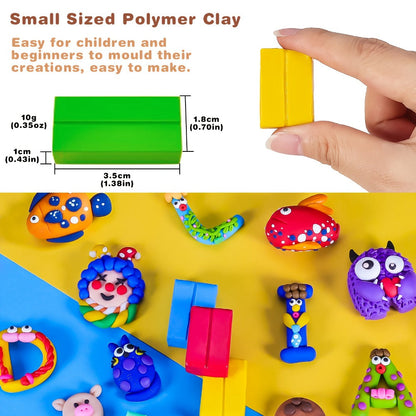 Polymer Clay Kit 50 or 100 Vibrant Colors – Oven Bake Modeling Clay with Sculpting Tools, Non-Toxic DIY Craft Set for Jewelry Making Miniatures Charms, Gift for Kids Teens Adults