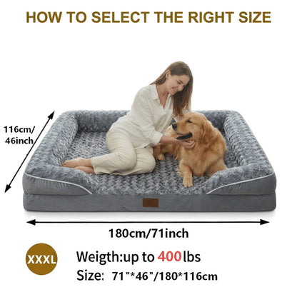 Orthopedic Dog Sofa Bed C-Shape Bolster – Washable Removable Cover, 3-Inch Thick Anti-Anxiety Plush, Nonskid Bottom for Extra Large Dogs, M to XXXL, Grey