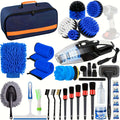 Car Detailing Brush Set, Car Detailing Kit, Auto Detailing Drill Brush Set, Car Detailing Brushes, Car Wash Cleaning Tools Kit For Interior, Exterior, Wheels, Blue