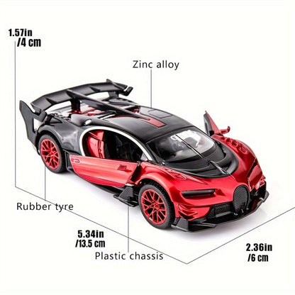 1:32 Vision GT Supercar Die-Cast Pull-Back Toy Car with Lights & Sounds – Zinc Alloy Model Car for Kids & Collectors, Red, Birthday Christmas Gift