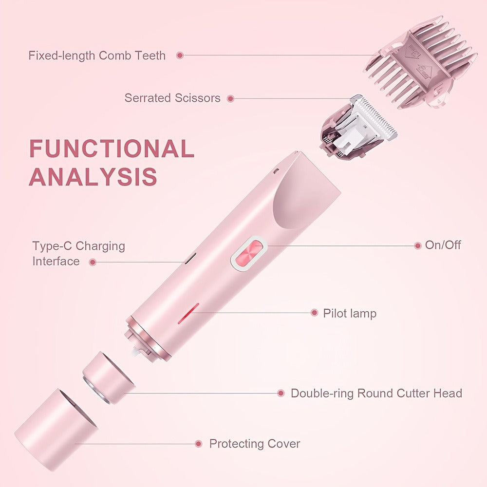 Electric Shaver for Women 2-in-1 Bikini Trimmer Portable USB Rechargeable Painless Wet Dry Lady Shaver with Precision Combs for Face Arms Legs Underarms Bikini Line