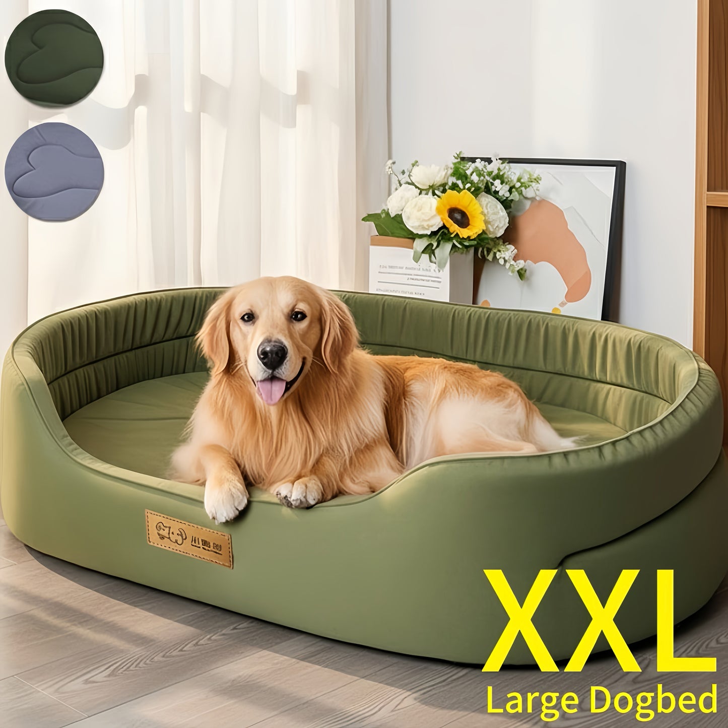 Orthopedic Dog Bed for Large Dogs - Plush Sherpa Removable Washable Cover, Memory Foam Support Pet Sofa Mat for All Seasons, Anti-Slip Bottom Kennel Crate Pad for Medium and Large Breed Dogs, 3 Sizes