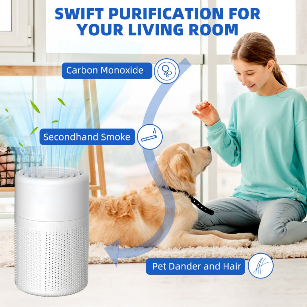 USB Negative Ion Air Purifier with Blue Light & Aromatherapy Box – Removes Dust, Smoke, Formaldehyde, VOCs & PM2.5, Type-C Powered Desktop Air Cleaner for Bedroom, Office & Bathroom, 50 m³/h Airflow