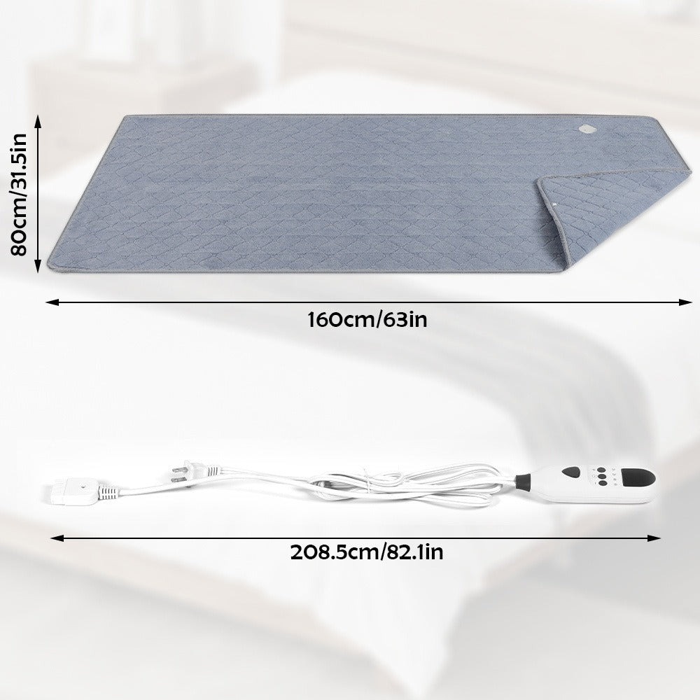 Extra Large Electric Heating Pad 63"x31.5" with Remote Control - 9 Adjustable Heat Levels, 4 Timer Settings, Quick Heating, Machine Washable, for Bed Massage Table Camping Sleeping Bag, Gray & Brown