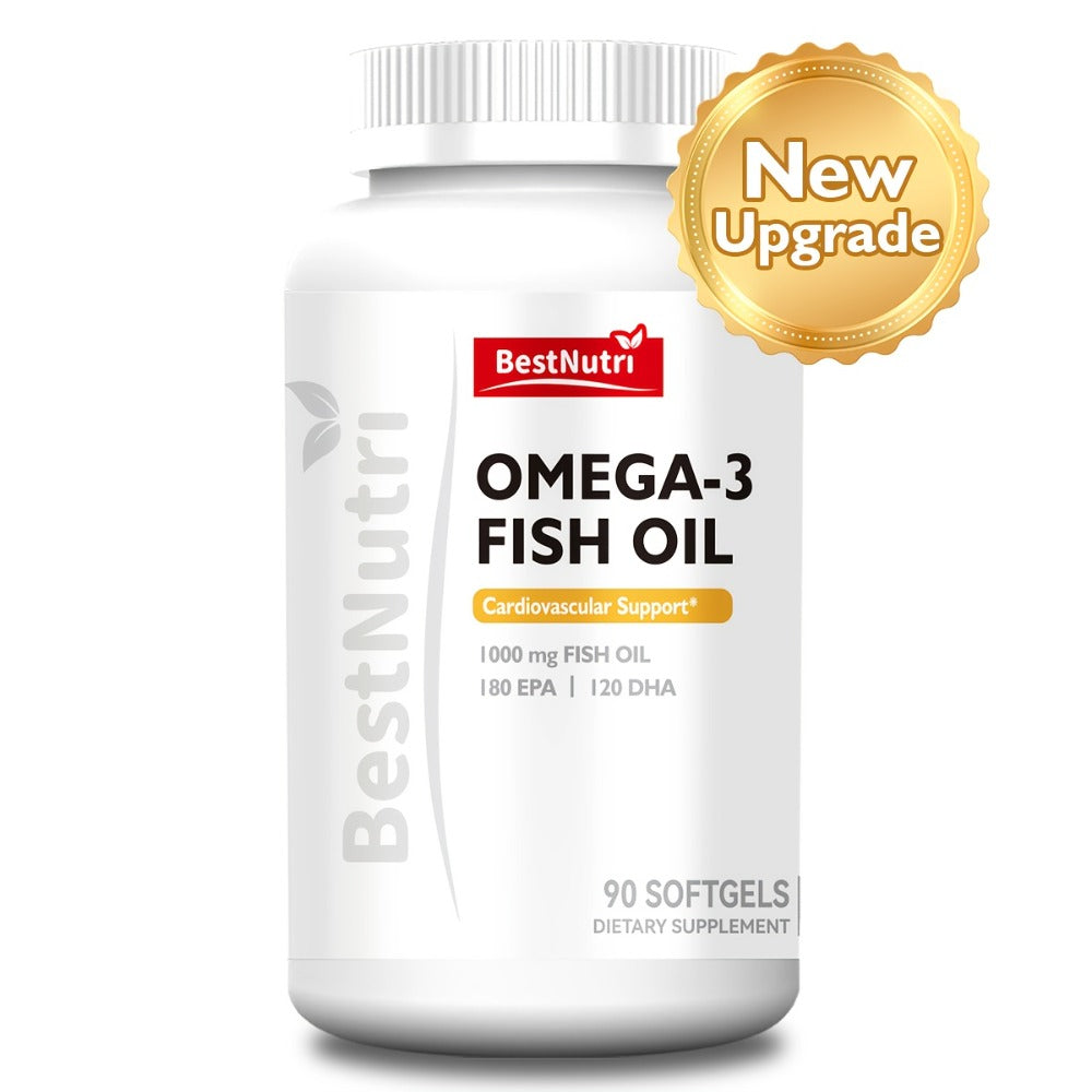 Omega-3 Fish Oil 2000mg Softgels with EPA & DHA — Cold-Extracted CGMP Certified | Brain Vitality Heart Health Anti-Inflammatory Support | For Adults & Young Adults | 60 or 90 Softgels