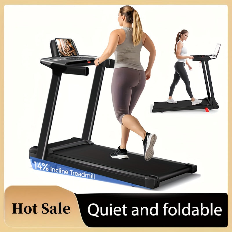 Folding Treadmill 3-in-1 with 14% Auto Incline & Handle – 3.0HP Quiet Walking Pad for Home, 300LBS Capacity, Portable Under Desk Treadmill for Walking, Jogging & Running