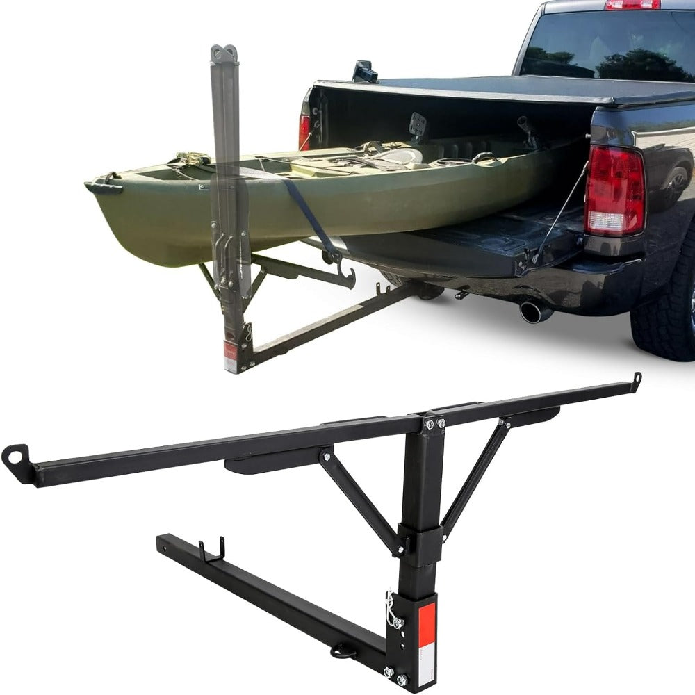 Truck Bed Hitch Extender 2 in 1 Design Foldable Extension Pickups Rack fits Canoe Boat Kayak ladder Lumber w/Flag Easy Installation with Hitch and Hardware (halloween & car accessories)