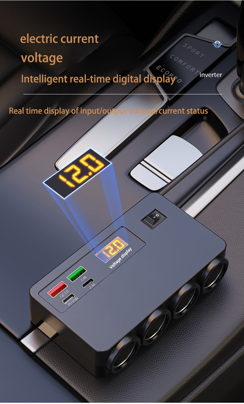 Multi-Functional Electronic Fast Charger for New with USB And PD Port, 12V/24V Automobile Power Socket Converter