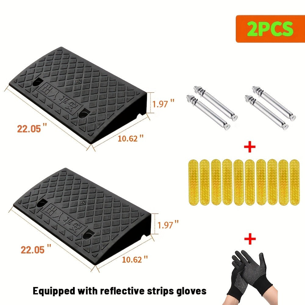 Portable Plastic Car Ramps - Heavy Duty Anti-Slip Threshold Ramps for Cars, Wheelchairs, Bicycles & Medical Equipment, Weather Resistant, Multiple Heights Available