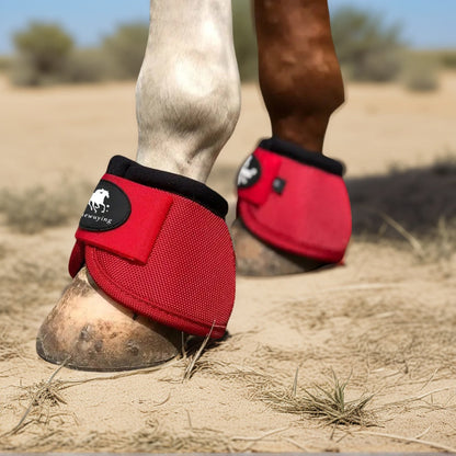 Horse Bell Boots Non-Turning Durable Protective Horseshoe Overreach Boots for Horses, Pair, S/M/L Available in Black Red White Royal Blue, Equine Hoof Protection Riding Gear