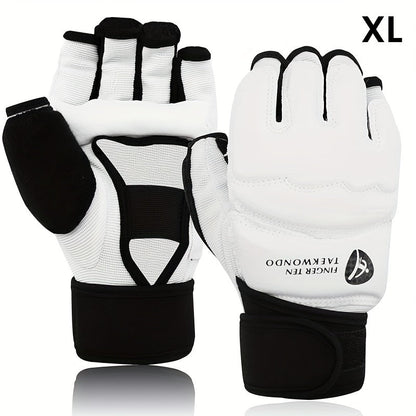 Taekwondo Sparring Gear Set Half Finger Gloves Hand & Foot Protectors with Wrist Wraps & Ankle Support for Boxing Kickboxing Men Women