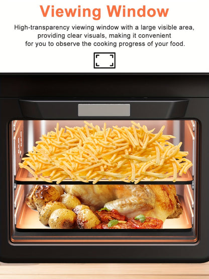 Air Fryer Toaster Oven Combo Extra Large – 12-Quart Countertop Convection Oven with Digital Touchscreen, 12 Preset Functions, Baking, Roasting & Reheating, Family-Sized Meals, Black