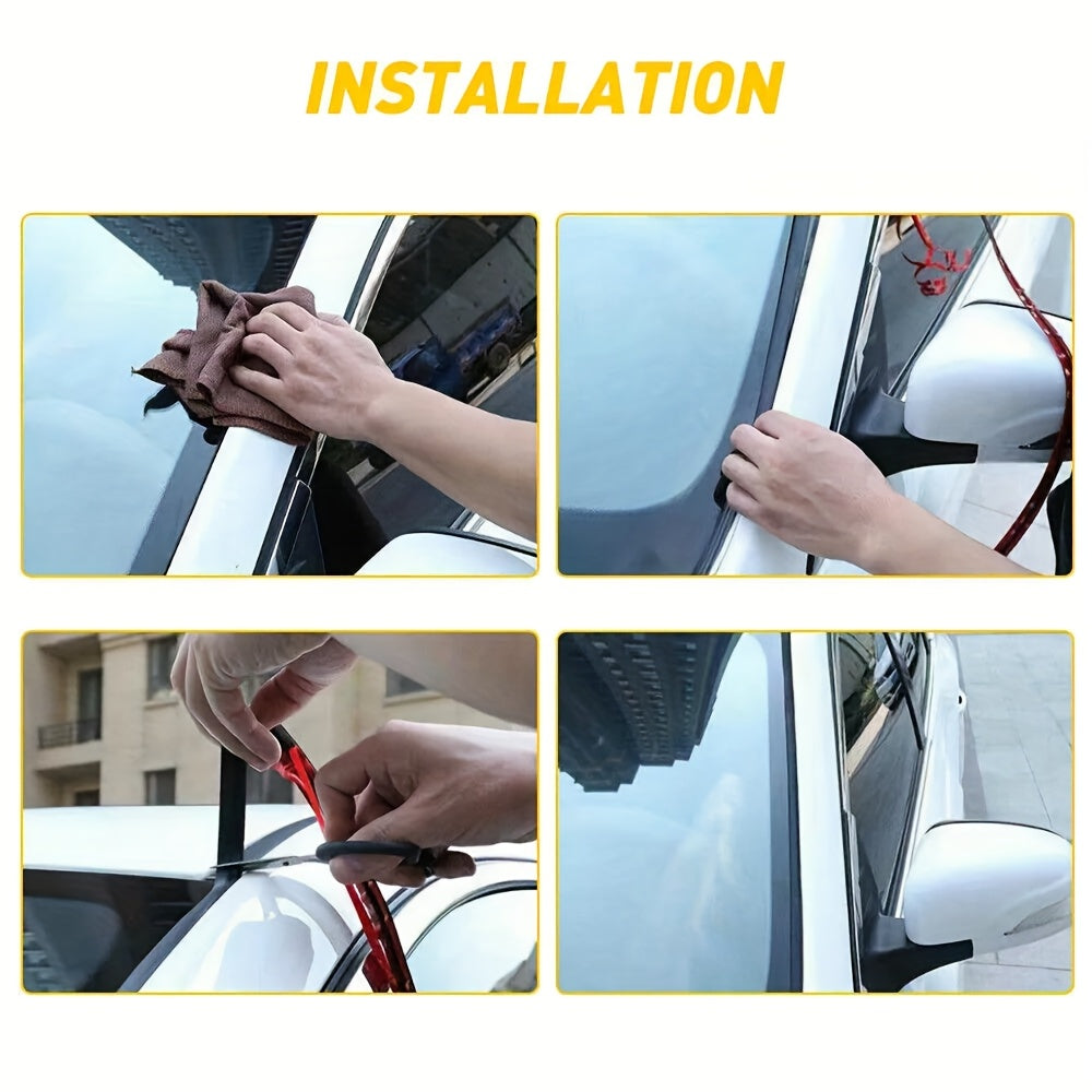 3pcs Premium Rubber Windshield T-Seal Strip, Total 30ft/354inch Windshield Trim Stripping Car Weatherstriping - Noise Reduction, High Quality, Vehicle Weatherproofing | for Car Windshield, Sunroof & Rear Window Sealant, Fits Most Cars