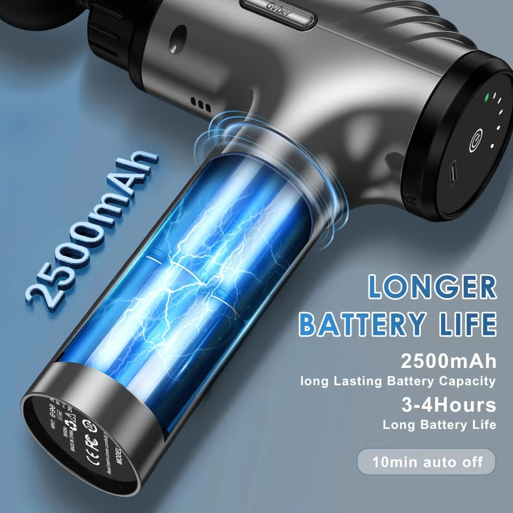 Massage Gun Deep Tissue - GVBER 6-Head Handheld Muscle Massager for Body Pain Relief, Relaxation & Recovery - Gift for Women Men