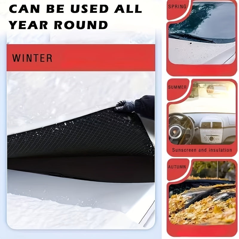 For All-Weather Windshield Cover with UV Protection And Snow Shield - Heavy-Duty Oxford Cloth Car Windshield Protector, Suitable for All Vehicles, Winter Snow And Sunshade Cover, Scratch-Resistant And Durable, Ideal for Year-Round Use