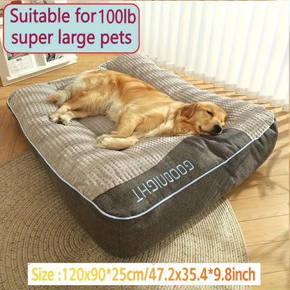 Thickened Dog Bed for Winter Warmth - Soft Polyester Fiber Fill, Collapse-Resistant, Machine Washable Cat & Dog Bed for Large Breeds, Includes Pet Scratching Tool, 4 Sizes
