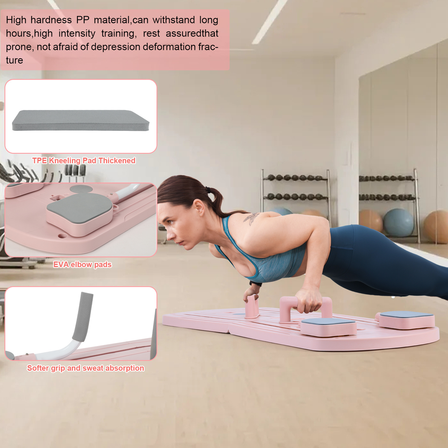 Foldable Pilates Board 8-in-1 with Resistance Bands – Anti-Slip Yoga Push-Up Board for Core Strength, Balance, Fat Burning & Full Body Home Gym Training