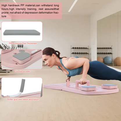 Foldable Pilates Board 8-in-1 with Resistance Bands – Anti-Slip Yoga Push-Up Board for Core Strength, Balance, Fat Burning & Full Body Home Gym Training