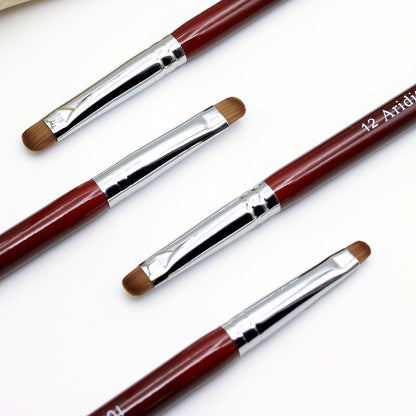 Acrylic Nail Art Brushes Set 4pcs with Dotting Pens - Red Wood Handle Precision Tips #10 #12 #14 #16 for French Manicure Nail Sculpting Cuticle Care Home Salon Women
