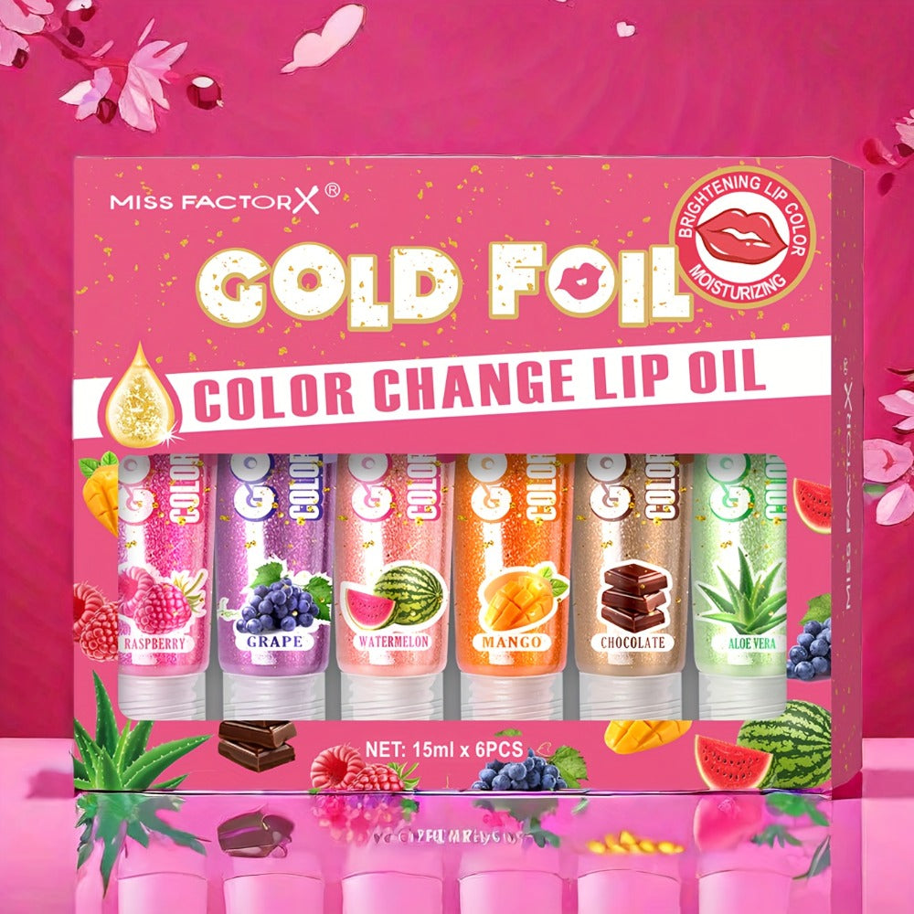 pH Color Changing Lip Balm Set 6pcs 6 Fragrances — Deep Moisturizing Brightening Glossy Tinted Lip Care, 0.51oz Each, Valentine's Day Birthday Holiday Beauty Gift Set for Women & Teens