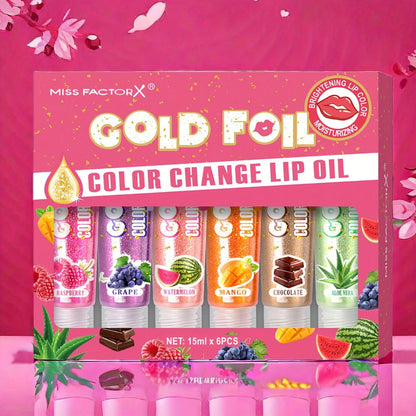 pH Color Changing Lip Balm Set 6pcs 6 Fragrances — Deep Moisturizing Brightening Glossy Tinted Lip Care, 0.51oz Each, Valentine's Day Birthday Holiday Beauty Gift Set for Women & Teens
