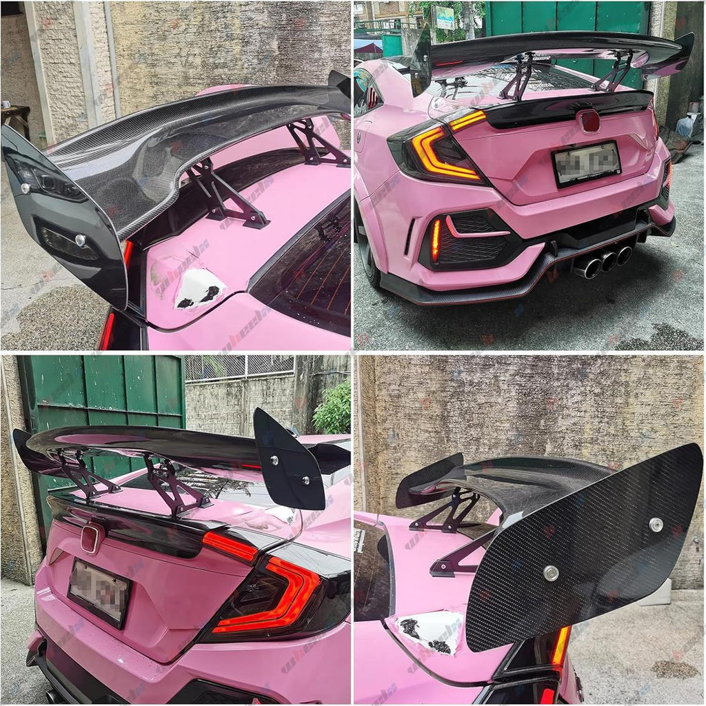 57 Inch Universal Rear Trunk Spoiler Wing GT Style ABS Racing Car Spoiler Compatible with Sedan Coupe Hatchback Wide Adjustable Rear Spoiler Wing Matt Black/ Glossy Black/ Carbon Fiber
