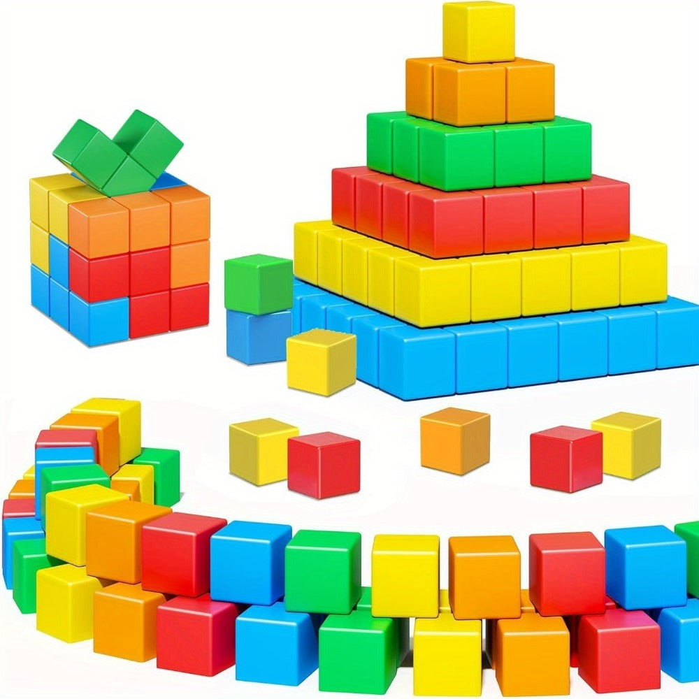 Magnetic Cube Building Blocks 35 Pcs for Toddlers Rainbow Sensory STEM Toy Ages 3-5 – Safe Large Sealed Magnet Blocks for Boys & Girls, Bath Toy, Educational Construction Gift