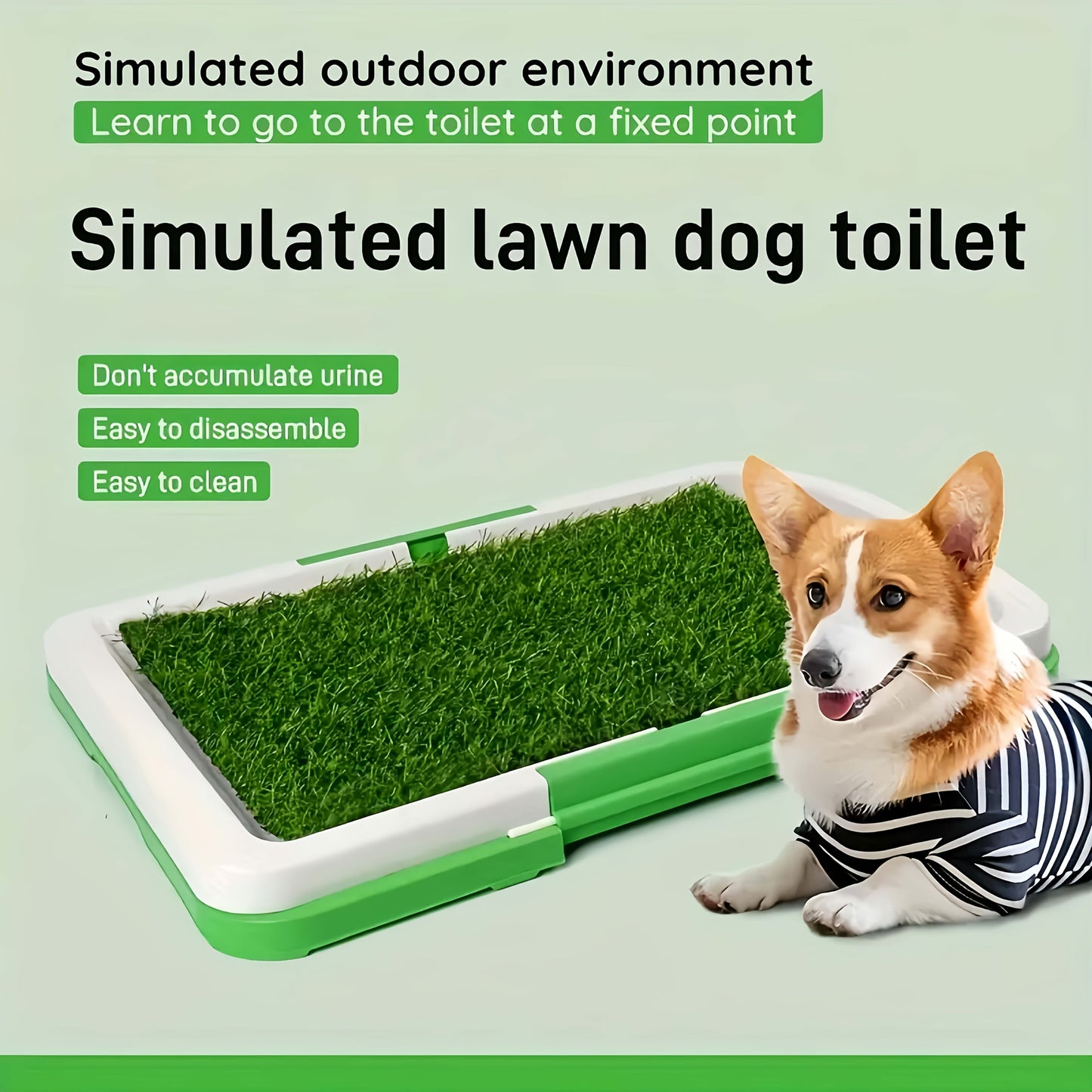 Artificial Grass Dog Potty Training Mat with Tray – Non-Slip Splash-Proof Indoor Puppy Toilet, Odor-Free 3-Layer Design, 18x12 Inch for Home & Travel