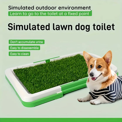 Artificial Grass Dog Potty Training Mat with Tray – Non-Slip Splash-Proof Indoor Puppy Toilet, Odor-Free 3-Layer Design, 18x12 Inch for Home & Travel