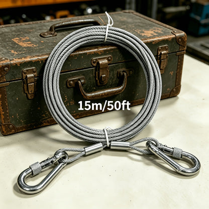 Stainless Steel Dog Leash Reflective Rust-Resistant Heavy Duty Cable Tie-Out for Medium Large Dogs Outdoor Yard Camping 3XL 4XL Multiple Lengths Silvery Grey