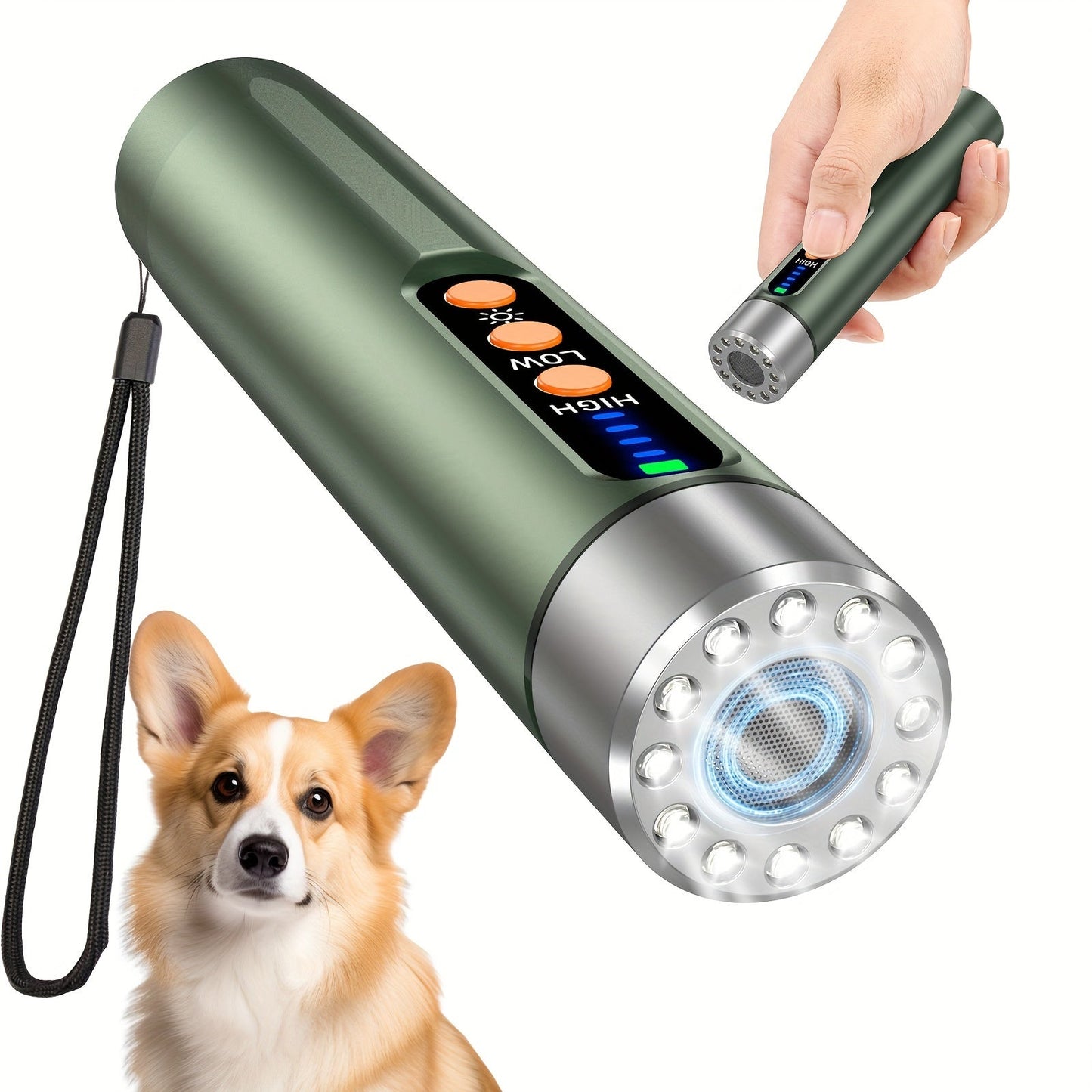 Ultrasonic Dog Bark Deterrent & Training Device with Flashlight – Stop Barking, Repel & Train Dogs Safely at Any Distance