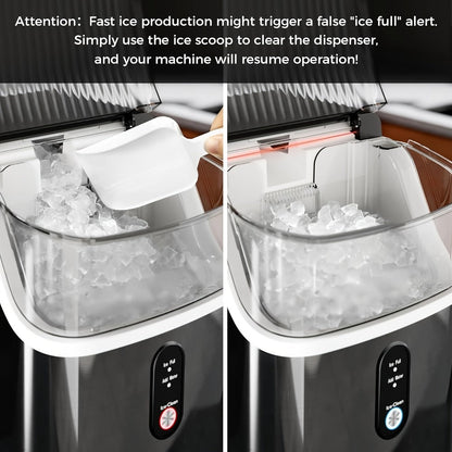Chewable Ice Maker Countertop – 35 Lbs Nugget Pebble Ice or 26 Lbs Bullet Ice, Self-Cleaning, Includes Ice Scoop & Basket, Perfect Holiday Gift for Home, Kitchen, Easter, Halloween & Christmas