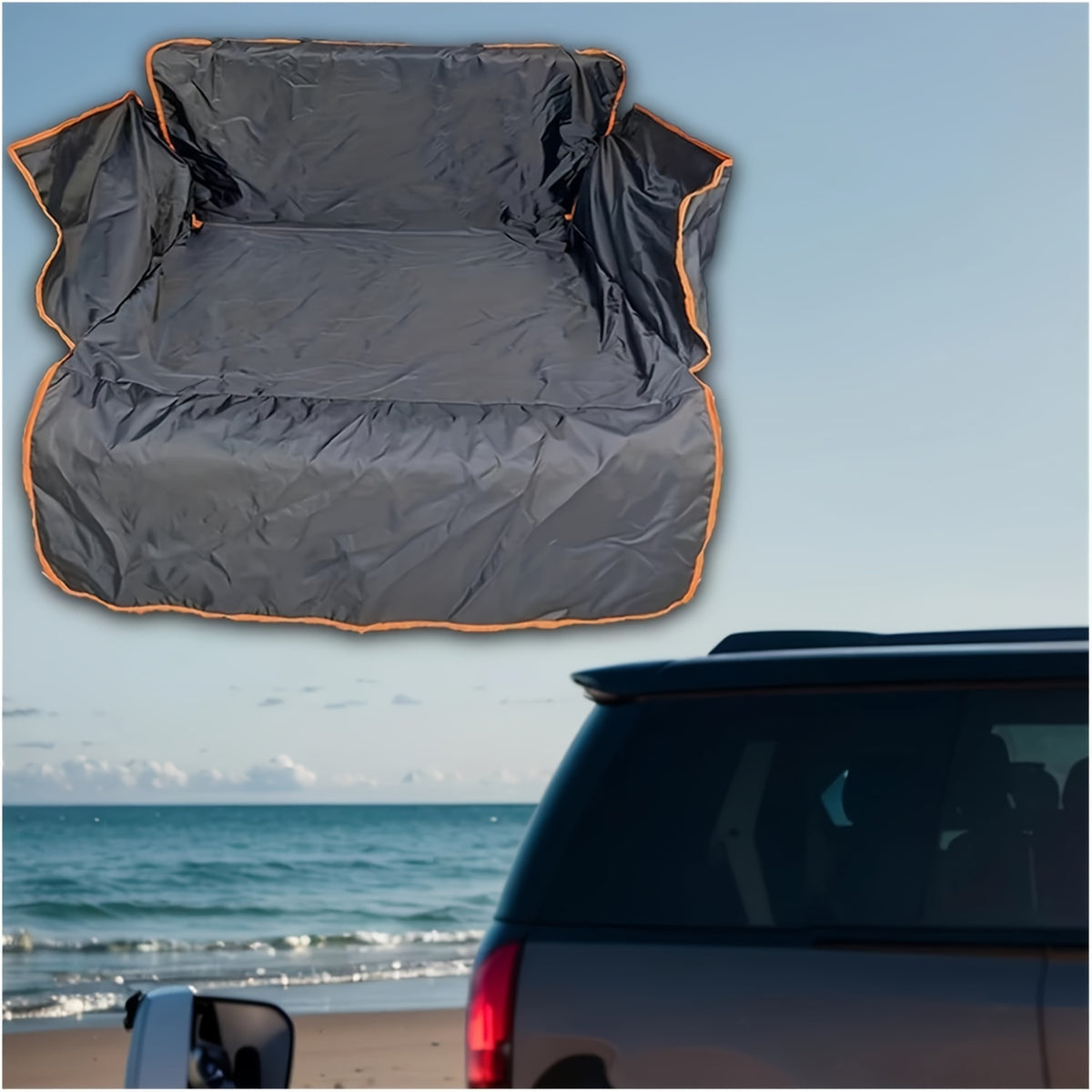 Car Trunk Mat with Orange Embellishment-durable Pet Seat Cover, Suitable for Cars, SUVs And Trucks-preventing Dirt, Spills And Scratches, Pet Car Accessories | Vibrant Accent Design | Protective Car Carpet