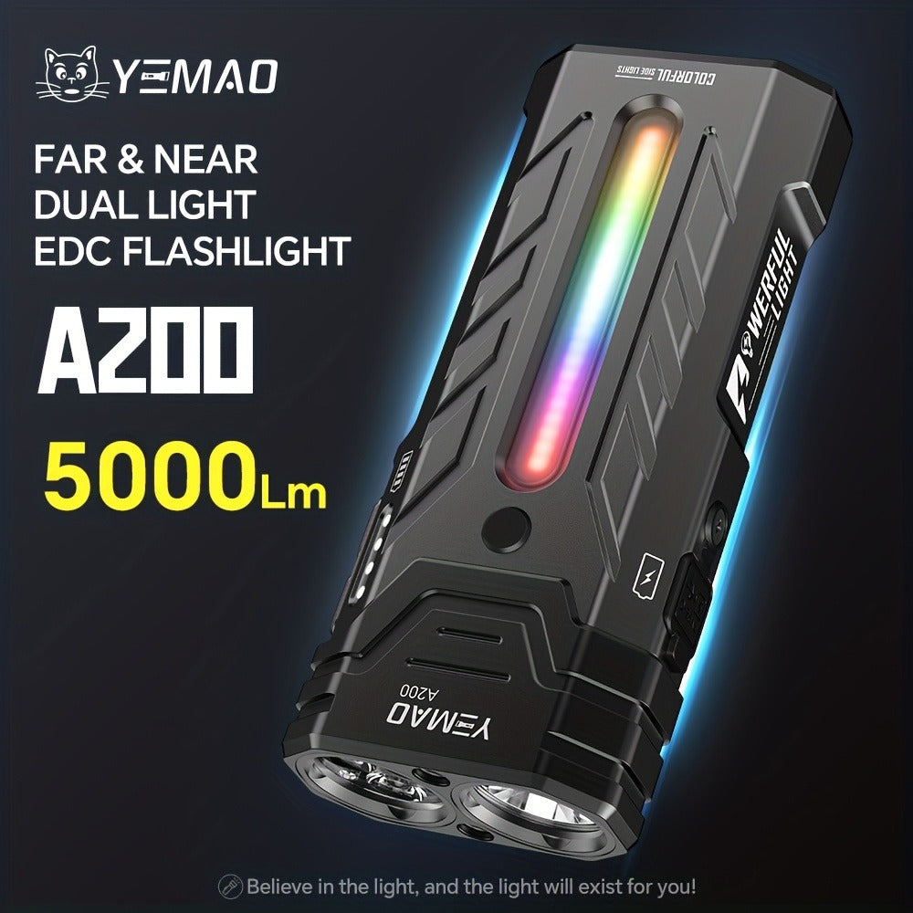 High Lumen Flashlight 5000 Lumen Ultra Bright | High-Capacity Battery Long Runtime USB Rechargeable | Lock Function Camping Night Fishing Outdoor Work Gift for Men