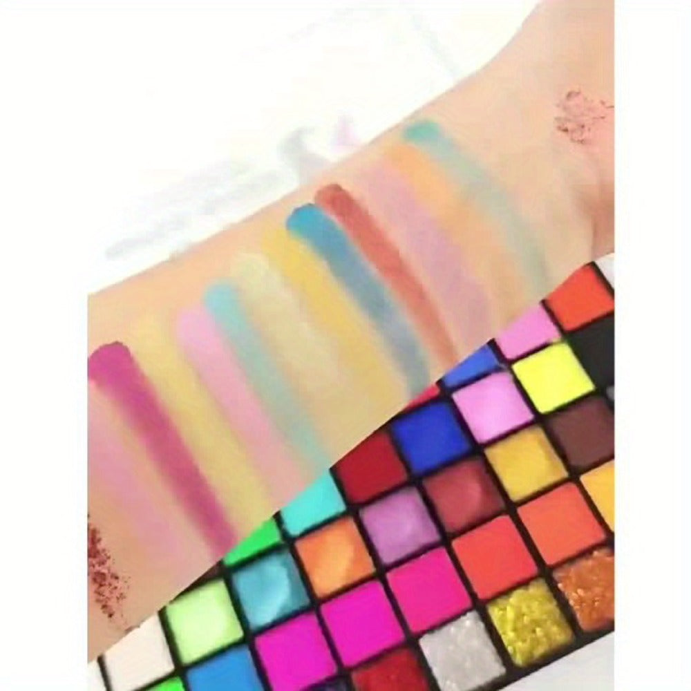 54 Color Face & Body Paint Kit with UV Fluorescent, Matte & Glitter Shades — Pattern Templates, Brushes & Tattoo Stickers for Sports, Cheerleading, Halloween, Festivals & Parties