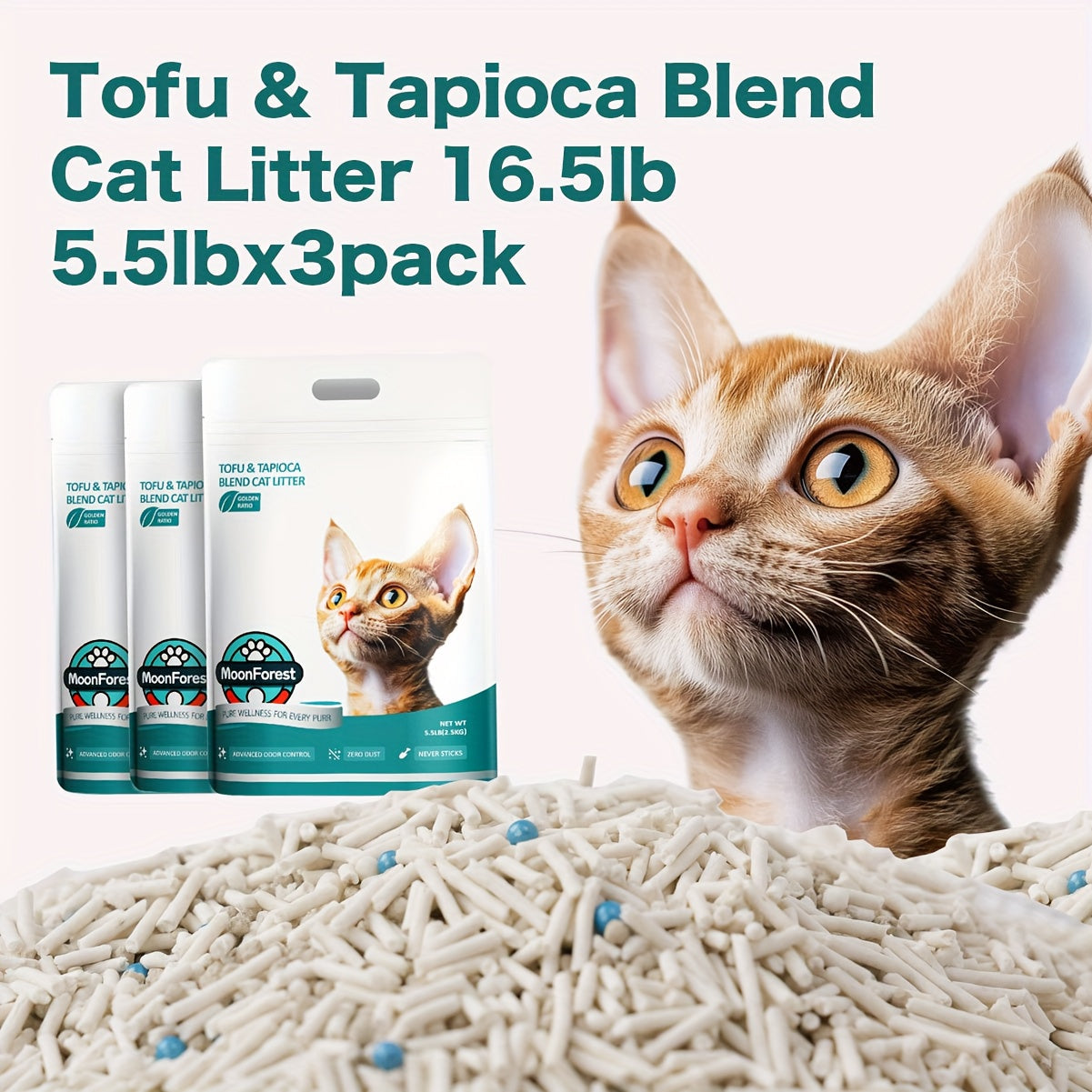 Tofu & Tapioca Blend Cat Litter - Flushable Quick Clumping Low Dust Odor Control Kitty Litter, Natural Plant-Based Formula, Compatible with Automatic Litter Boxes, 1 Pack & 3 Pack Value