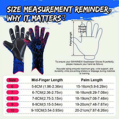 Soccer Goalkeeper Gloves with 4mm Grip Palm - Ventilated Goalie Gloves for Youth & Adults, Flexible Finger Protection, Sizes 6-10, Black Green, Red Green, Blue Pink