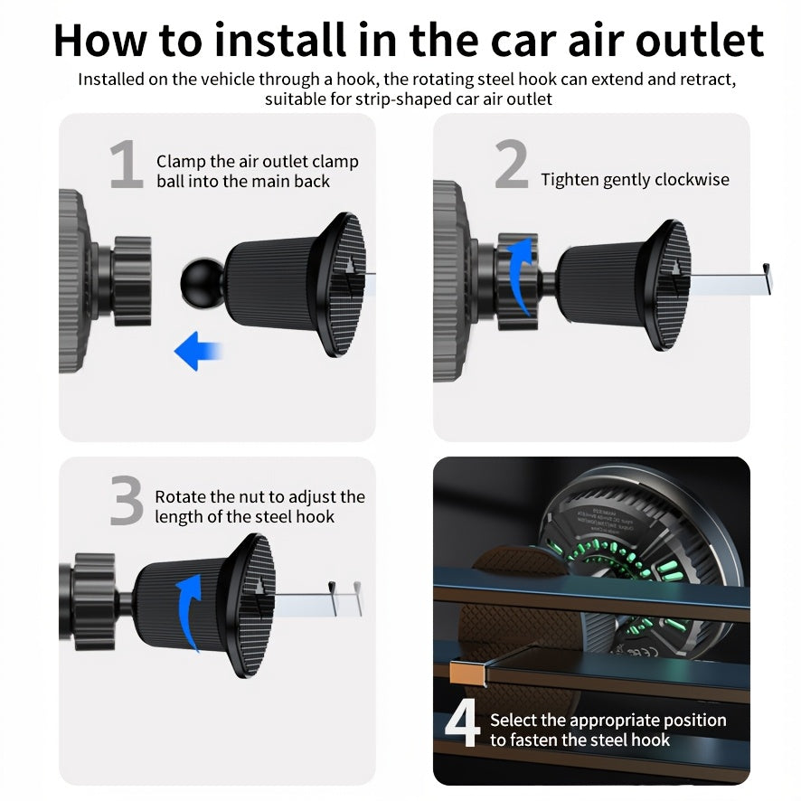 MagSafe Car Wireless Charger for iPhone 12-16 – Magnetic Air Vent Mount with Dual Cooling Fans, Qi1 Fast Charging, Sleek Circular Design for Apple iPhone 12, 13, 14, 15, 16 Series