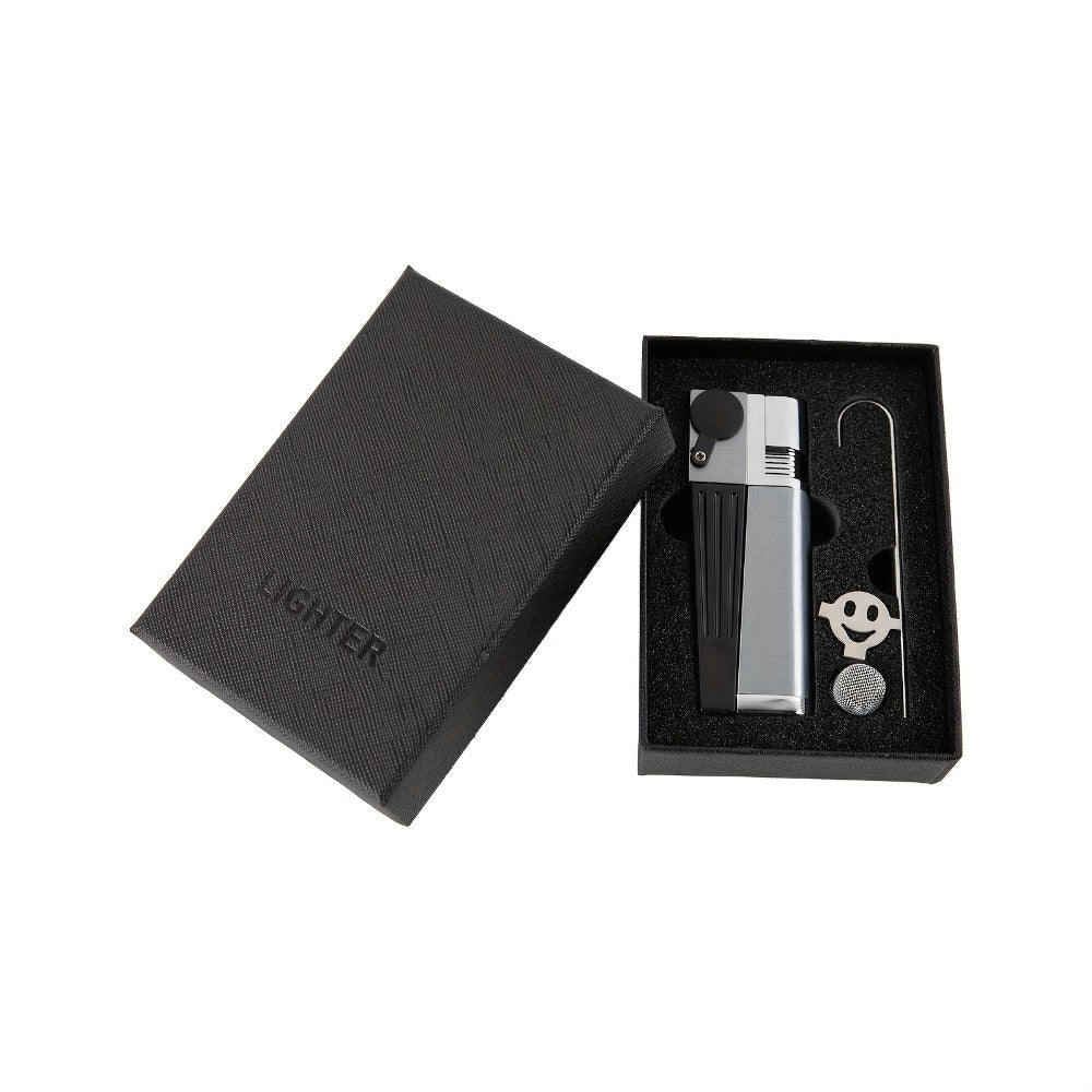 Folding Pipe Lighter Refillable 2-in-1 with Adjustable Flame, Metal-Crafted Durable Design, Gift Box Included – Windproof Butane Lighter for Men, Outdoor, Christmas & Valentine’s Day Gift