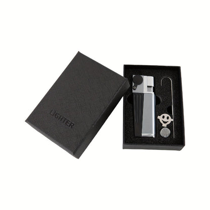 Folding Pipe Lighter Refillable 2-in-1 with Adjustable Flame, Metal-Crafted Durable Design, Gift Box Included – Windproof Butane Lighter for Men, Outdoor, Christmas & Valentine’s Day Gift