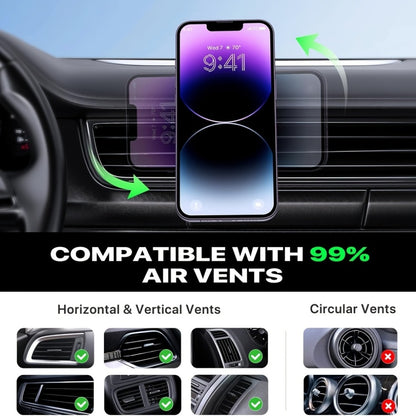 15W Magnetic Wireless Car Charger – Air Vent Mount with N52 Strong Magnet, Fast Charging for iPhone 17 Pro Max / 16 / 15 / 14 / 13 / 12 Series & MagSafe Cases, FCC & RoHS Certified